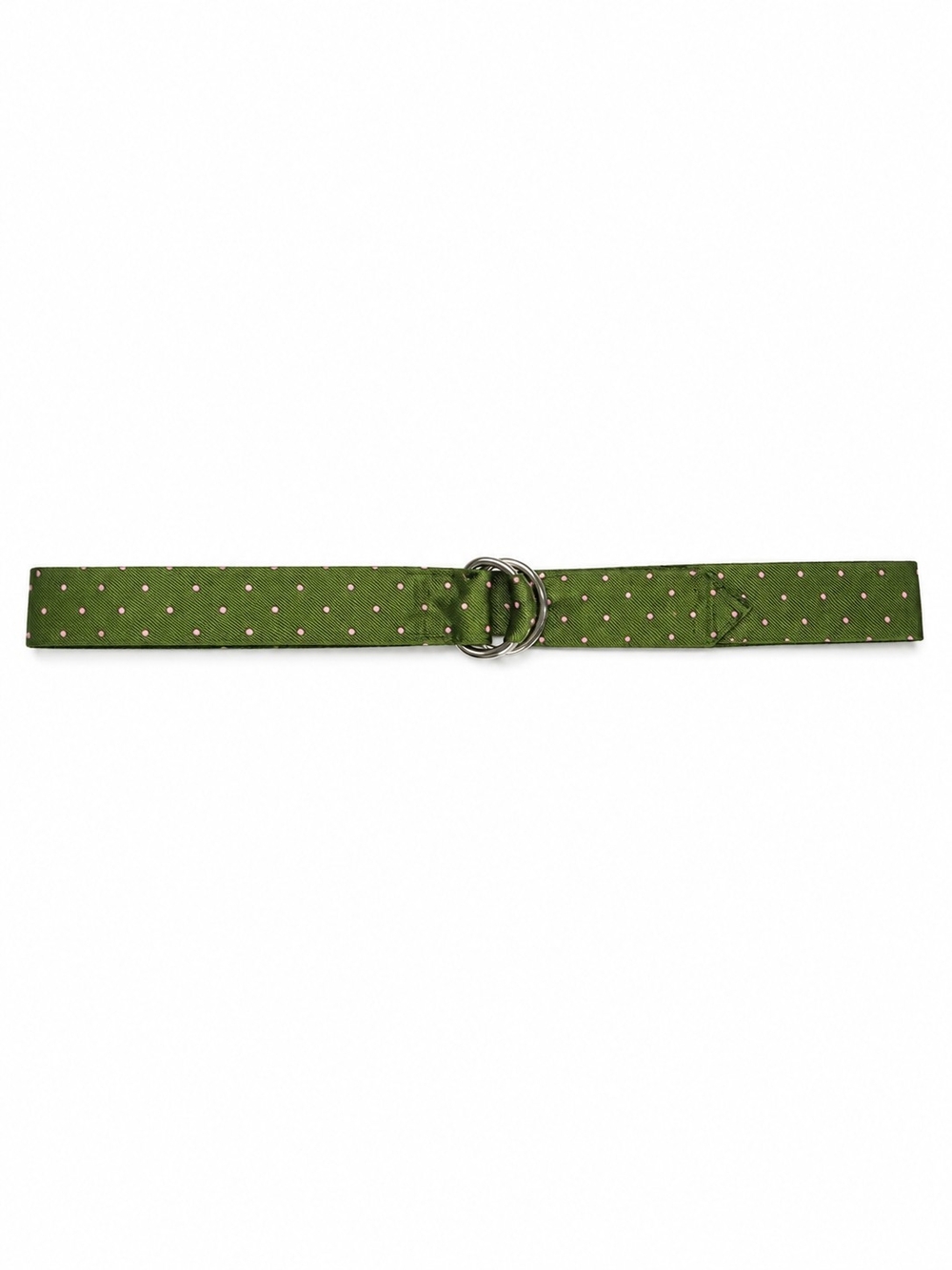 J. Crew Olive Green Polka Dot Web Belt with Double Ring Buckle